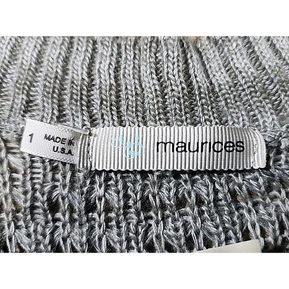 NWT Maurices Sz 1 Grey Open Knit Sweater Top Pullover Short Sleeves Oversize - Picture 8 of 10